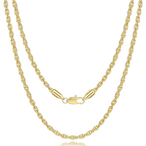 14K Gold Chain for Women & Men Gold Necklace for Women & Mens Necklaces for Womens Trendy Twist Rope Chain Necklace for Womens Mens Chains Neckalces for Men 3mm 16’’- 30”