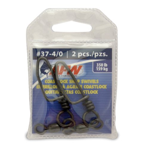 American Fishing Wire Brass Coastlock Snap Swivels (Black/350 Pound Test, 2-Pieces)