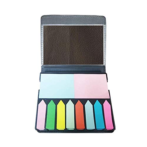 Boîte de marque-page autocollante en cuir noir pour organiser vos lectures de bureau