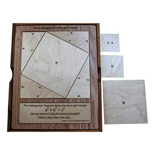 Pythagorean Theorem Puzzle - Euclidean Geometry Fun - Handmade, Strong and Durable, Made in the USA