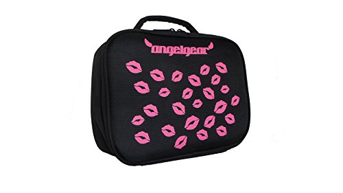 Angelgear MAKEUP CASE STYLISH TRAVEL ORGANIZER Adjustable Compartments Fits Any Cosmetics With BONUS GIFTS Black