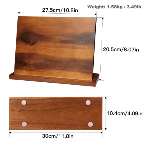 Findking Magnetic Knife Block, Teak Wood Kitchen Utensils Holder, Magnet Knife Stand For Kitchen Counter, Heavy, Strong Magnetism (10.8 X 8 Inches, Without Knives) #TOP2