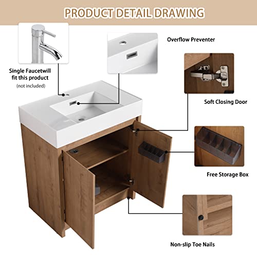Haalvde 30 Inch Freestanding Bathroom Vanity With Sink, 30" Floor Standing Bathroom Vanity, Modern Vanity With 2 Doors And White Resin Basin Sink Top (Imo, 036-30''W X 18''D+Grb30120Mmo)…… #TOP4