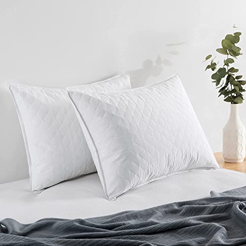Puredown® Goose Down And Feather Pillows For Side Back And Stomach Sleeper, Hotel Collection Bed Pillows For Sleeping, Standard/Queen Size, 2 Pack #TOP30