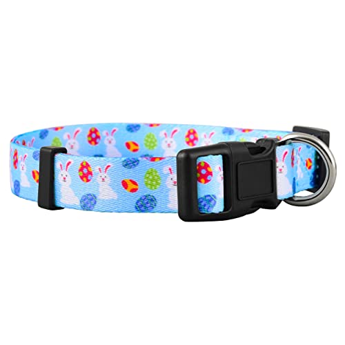 Native Pup Easter Dog Collar, Cute Spring Gift for Puppies, Pink Pastel, Eggs, Chicks, Bunny Adjustable for Small, Medium, Large Breeds (Bunny & Eggs, Medium)