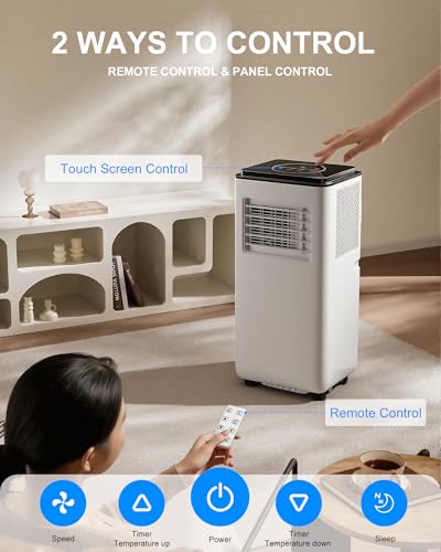 Image of 10,000 BTU Portable Air Conditioners for Rooms Up To 450 Sq.Ft. Portable AC, Dehumidifier, 24H Timer, Sleep Mode & Water level indication, Remote Control & Window Kit