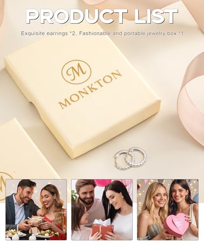 Monkton Huggie Earrings S925 Sterling Silver Cubic Zirconia Small Hoop Earrings - 15mm Sparkling Hypoallergenic Women's Jewelry 6