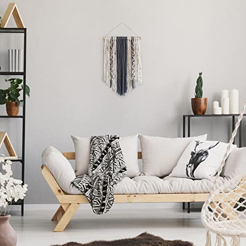 Kraska Boho Wall Decor Hanging - Yarn Wall Hanging Decor Boho Tapestry - Hippie Decor Knitted Cute Chic Wall Art Boho Decor Bedroom - Boho Macrame Wall Hanging Size 12 X 19 Inch Gray #TOP1