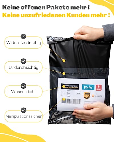 EMBALLAX - 20 Versandtaschen MIT TASCHE FÜR VERSANDETIKETT - XXL 60x45cm - WIDERSTANDSFÄHIG/WASSERDICHT - Versandtüten für Kleidung - Warensendung Umschlag für Kartons - Versandbeutel - Danke