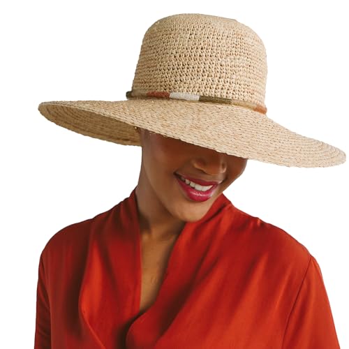 House of Ord Cape Town Mia Strohhut Damen Sonnenhut Breite Krempe mit UV Schutz - in M/58cm - Größe: M/L: 58 cm Farbe: Natur