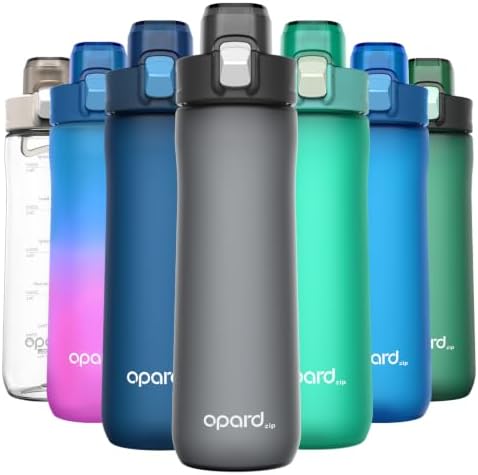 Opard Zip Trinkflasche 600ml, BPA frei Trinkflasche Kinder, Tritan Sportflasche, Water Bottle Spülmaschinenfest, Auslaufsicher Wasserflasche Für Sport, Schule, Kinder, Fitness, Gym