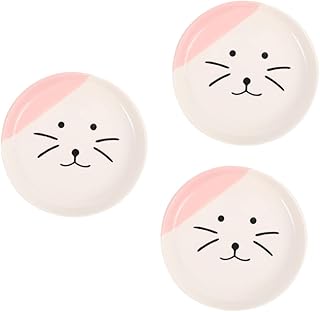 Didiseaon 3 Pçs Tigela De Cerâmica Para Gato Doméstico Placa De Comida Para Animais De Estimação Bigode Fadiga Tigela De Gato Raso Prato De Comida De Gato Placas De Comida De Gato Tigelas