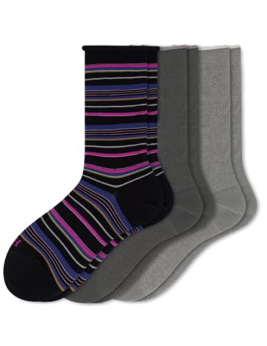 Image of HUE Women's Jeans Roll Cuff Crew Sock, Crew Socks for Women