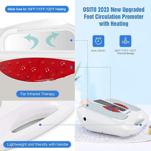 OSITO EMS Foot Massager for Neuropathy Feet Circulation Stimulator with Heat, FSA or HSA Eligible, EMS TENS Foot Leg Massage Machine for Foot Pain Neuropathy Cramps and Diabetes RLS, White - Thumbnail 6