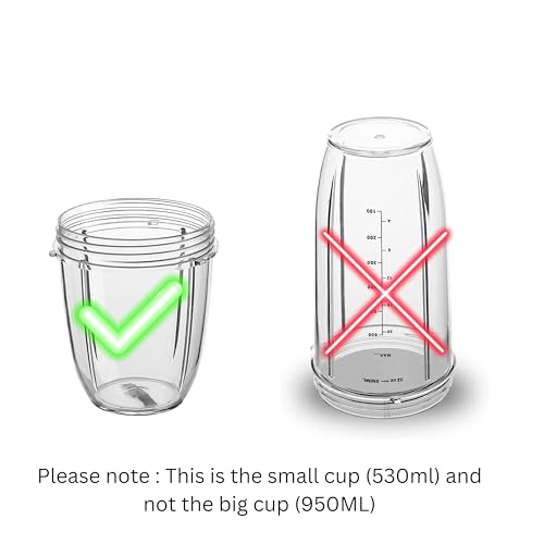Image of Small Replacement Cup (530ml / 18 oz) for Nutri Bullet 600W & 900W Blenders - Compact Jar Only (No Blade Assembly) - Kaus Kitchen