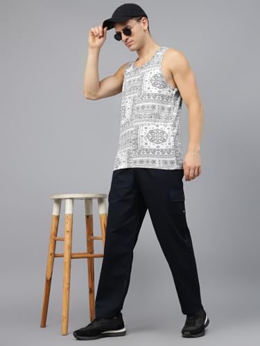 Image of Veirdo Men's Sleeveless Regular Fit Tshirt, All Over Printed Vest for Men, Cotton Sando for Beach Wear, Gym, Cycling, Running, & Other Sports (Available in Different Pattern)