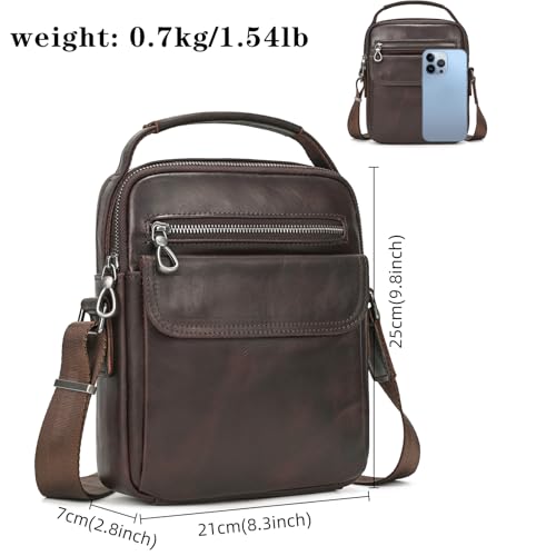 Bolso de hombro pequeño en cuero café 9509, el accesorio vintage ideal para viajes de negocios 4