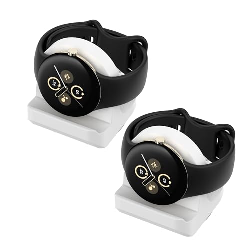 TenCloud 2 Pack White Stands Compatible with Google Pixel Watch 2 Non-Slip Silicone Charging Dock Holder Intended for Pixel Watch 2 Smartwatch Charger?NOT Charger or Cable?