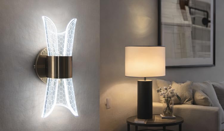 Image of blissbells Crystal Wall Light, LED Decorative Sconce (Honeybee Print Hourglass Sconce)