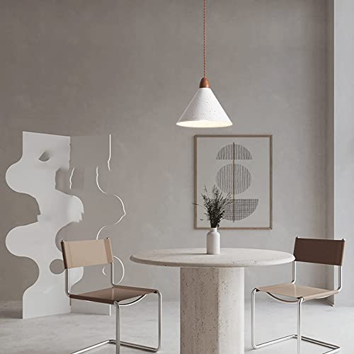 Lámpara colgante de metal blanco que aporta luz focalizada en el comedor 4