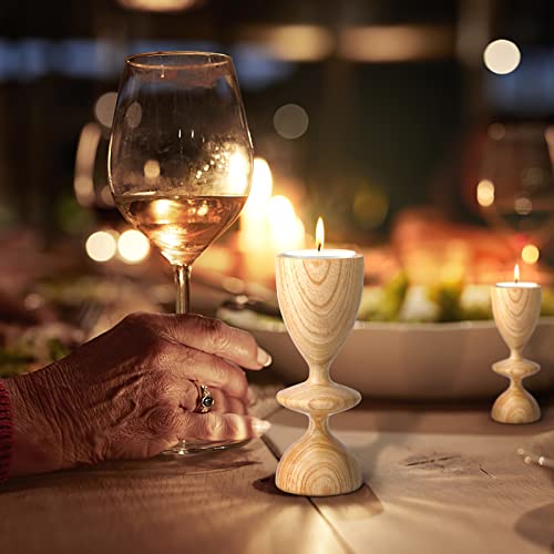Wooden Candle Holders, Tohomes 2 Pcs Modern Decorative Candlestick Holders For 1.5/1.6 Inch Tealight Candles, Wood Candlestick Holders For Dinning Table Home Decor Wedding #TOP4