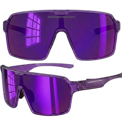 grinderPUNCH Polarized Sports Sunglasses for Men Women UV Protection Shades for Baseball Running Cycling Skiing & Pickleball (Purple)