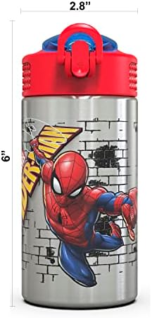 Zak Designs Marvel Comics Spider-Man Stainless Steel Water Bottle, 1 Count (Pack of 1), Spiderman SS