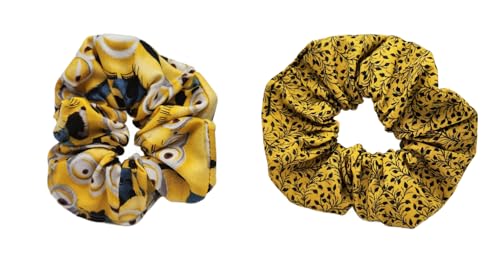 Set of 2, Handmade Cotton Elastic Hair Scrunchies, Washable, High Quality
