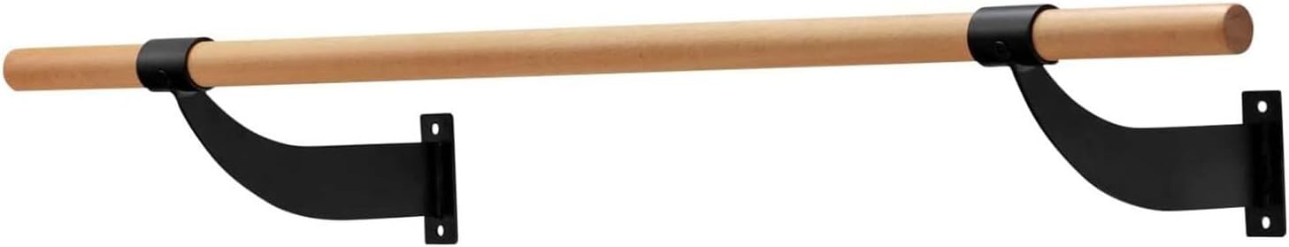 Single Ballet Barre, Wall-Mounted Ballet Bar Beech Wood, Freestanding Fitness Dance Pole for Stretch, Yoga & Workout Black 150cm