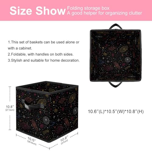 Boîte de rangement placard chambre cube en tissu galaxie noire pour linge - 3