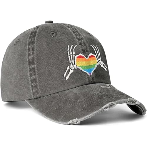 Image of Gay Pride Baseball Hat for Men and Women, LGBT Rainbow Embroidered Trucker Hats Adjustable Washable LGBTQ Baseball Cap Gifts