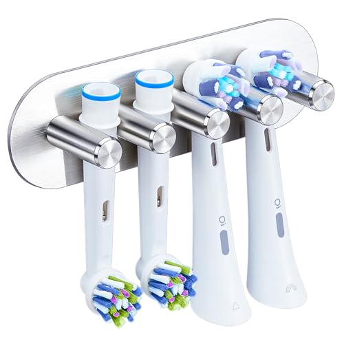 Porta Cepillo de Dientes Pared, GGQ Soporte Cepillo de Dientes Eléctrico Sin Taladrar, Portacepillos de Dientes de SUS304 Acero Inoxidable, Soporte para Cepillos de Dientes Autoadhesivo para el Baño