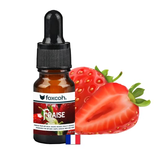 FoxCoh, Fraise 10ml, Huile essentielle (Parfum aromatique) - Pipette - Diffusion, Cosmétique, Massage, Bain aromatique - DIY Bougie, Savon, Crème, Huile, Lotion - Peau Cheveux Cover