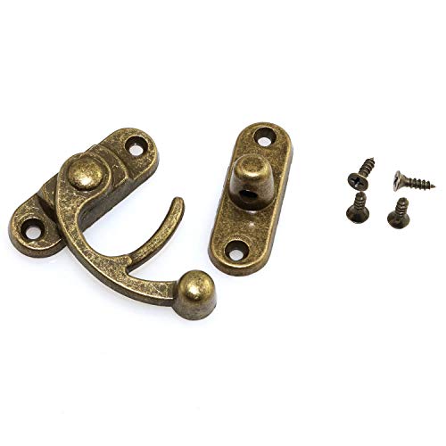 Ruiling 1 Pair Bronze Mini Swing Arm Clasp Latch Vintage Style Left Right Toggle Hasp Hook Metal Catch Curved Buckle For Suitcase Jewelry Box Toolbox 33X28Mm #TOP3
