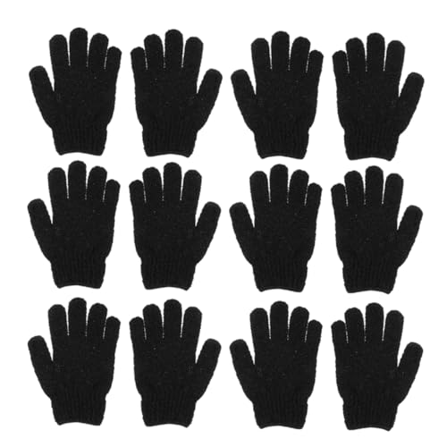 Ipetboom 6 Pares Guantes Para Frotar La Espalda Mitones De Dedo Completo Black Poliéster