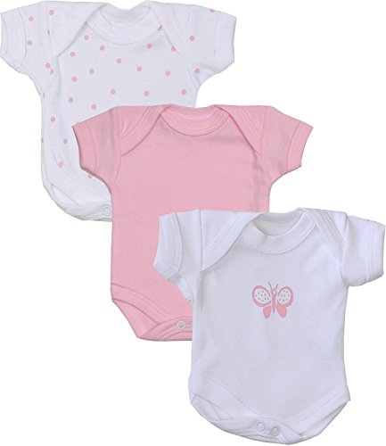Babyprem Frühchen Baby Mädchen Kleidung Packung Mit 3 Bodys Strampelanzüge ROSA TUPFEN P3