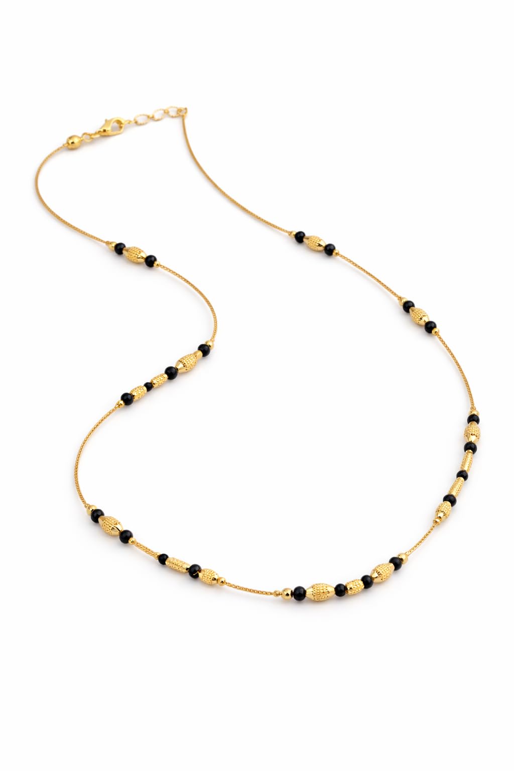 Luxurious Gold-Plated Mangalsutra for Women | Stylish Geometric Diamond Pendant with Traditional Black Beads Chain | Modern Short Mangalsutra for Women, Office & Ethnic Outfits | Ideal Anniversary Gift for Wife-image-14