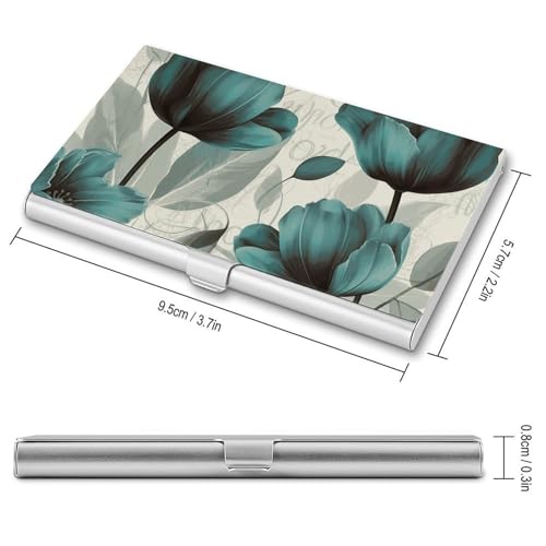 Slim Metal Business Card Holder - Flower Aluminum Alloy Card Case with Buckle Closure, Holds 20 Cards & Cash, Professional Credit Card Size ID Holder for Men Women Gift2