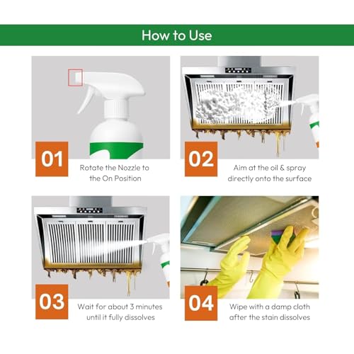 Image of Kitchen Cleaner Spray 500ml | Oil & Grease Stain Remover for Gas Stove, Chimney, Exhaust Fan, BBQ & Grill | Multi-Surface Degreaser Cleaning Spray for Kitchen Surfaces