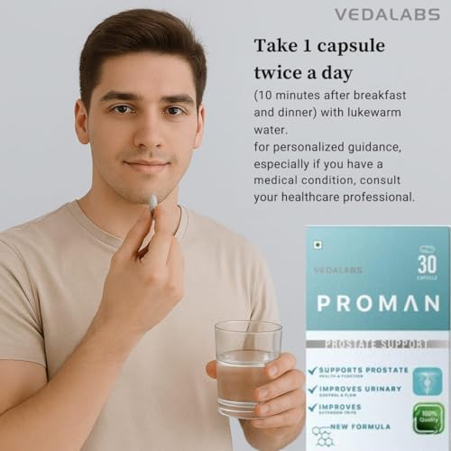 Image of Proman prostate Support capsule Ayurvedic Capsules for Men's Health & Comfort | 30 Veg Caps capsule for prostate