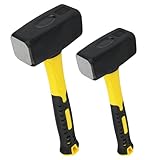 NGOSUET 2 unidades de martillo de 1500 g y 2000 g, martillo Sledge Hammer, pavimento, mango con mango de fibra de vidrio para mampostería, herramientas domésticas, obras