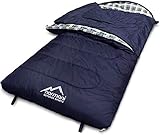 normani 4-in-1-Funktion Extrem Outdoor Schlafsack 'Antarctica' aus Nylon Rip-Stop mit 500 + 250 g/m² Hollow Fiber Füllung 220 x 90 cm Farbe Dunkelblau Größe Rechts
