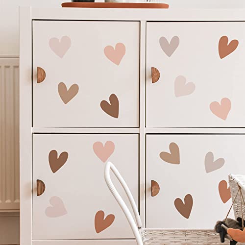 Funlife 72 Pcs Boho Wall Decals Peel And Stick, Muted Boho Hearts Wall Stickers, Pastel Hearts Wall Art Stickers For Kids Room Bedroom Playroom Nursery Room, 2.79" X 2.36" #TOP5