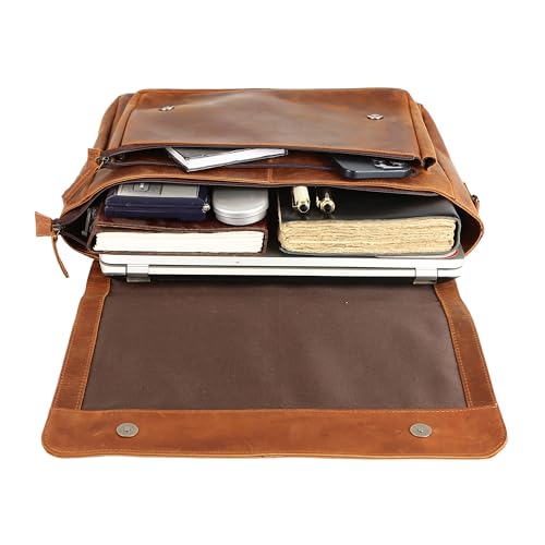 Bolso de mensajero de cuero búfalo artesanal para laptop 16" miniatura 6