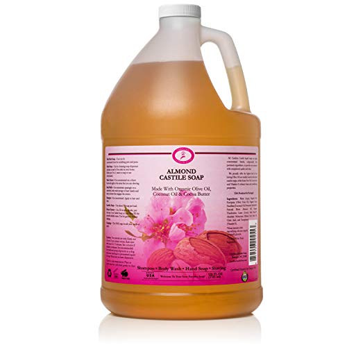 Carolina Almond Castile Soap Liquid â Skin-Softening Olive Oil Soap Organic Body Wash â Pure Castile Soap Almond Liquid Soap â Vegan Castille Soap Liquid (Almond, 1 gallon)
