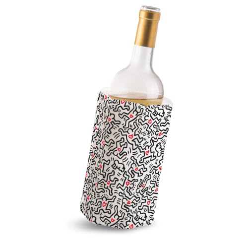 Vacu Vin Wine Bottle Chiller Flexible Wine Cooler Sleeve Reusable Ice Pack Bottle Cooler Portable Wine Chiller for White Wine and Red Wine Keith Haring