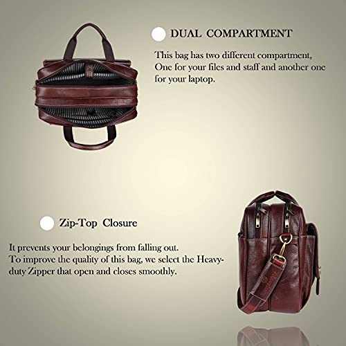 Image of Genuine Leather Floater Bombay Brown Leather 15.6 inch Laptop Bag for Men (Brown)