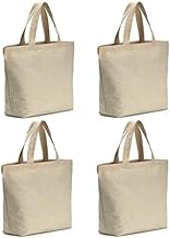 4 Pack 12oz Heavy Natural Canvas tote bag 16" W X 16" H X 3.15" Bottom Gusset,Tote shopping bag,Washable grocery tote bag, Craft canvas bag