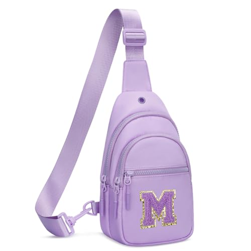 CLOUDWINGS Personalized Initial Sling Bag Gifts Fanny Pack Purse for Girls