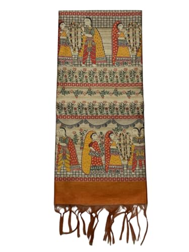 Image of Sanavi's Saree Kuthir Pure Handloom Tussar Ghicha Madhubani Printed Silk Saree with Blouse Piece inside